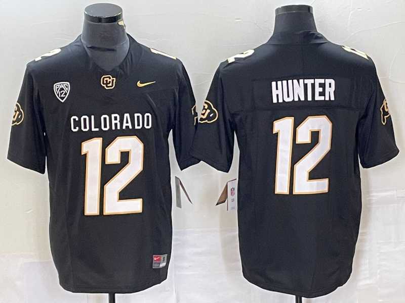 Men%27s Colorado Buffaloes #12 Travis Hunter Black 2023 F.U.S.E. Stitched Football Jersey
